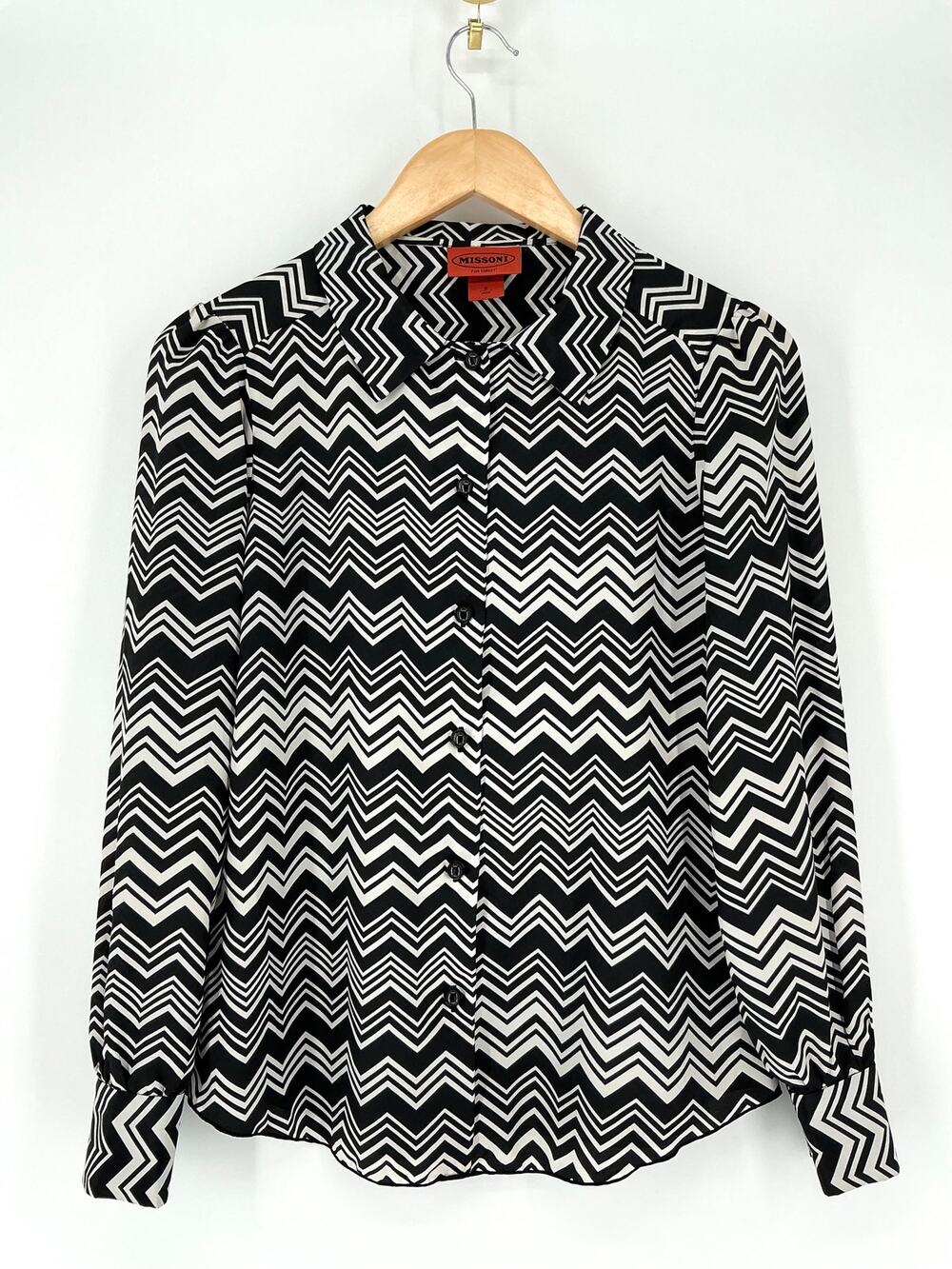 Missoni for Target Blouse Womens S Black White Chevron Retro Mod Geometric Top